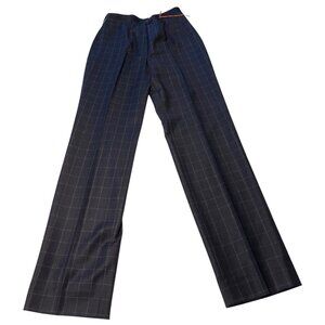 Worldly Things By Ani Chiara Model L Pants In Navy With Check Pattern 57g